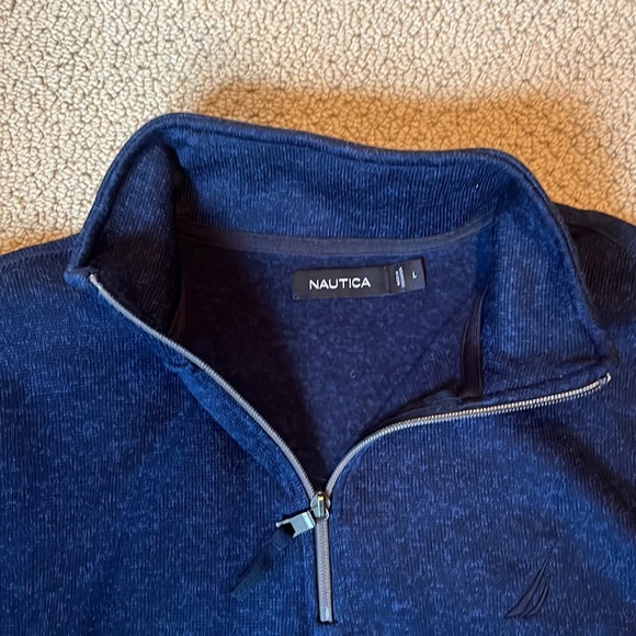 Mens Large Navy Nautical Fleece Quarter Zip - Picture 5 of 6
